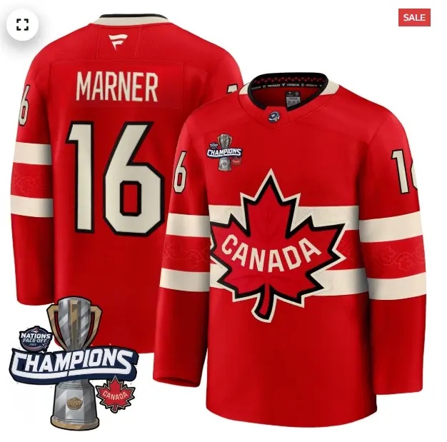 Men's Canada 2025 4 Nations Face-Off Champions Jersey - All Stitched red Mitch Marner 16