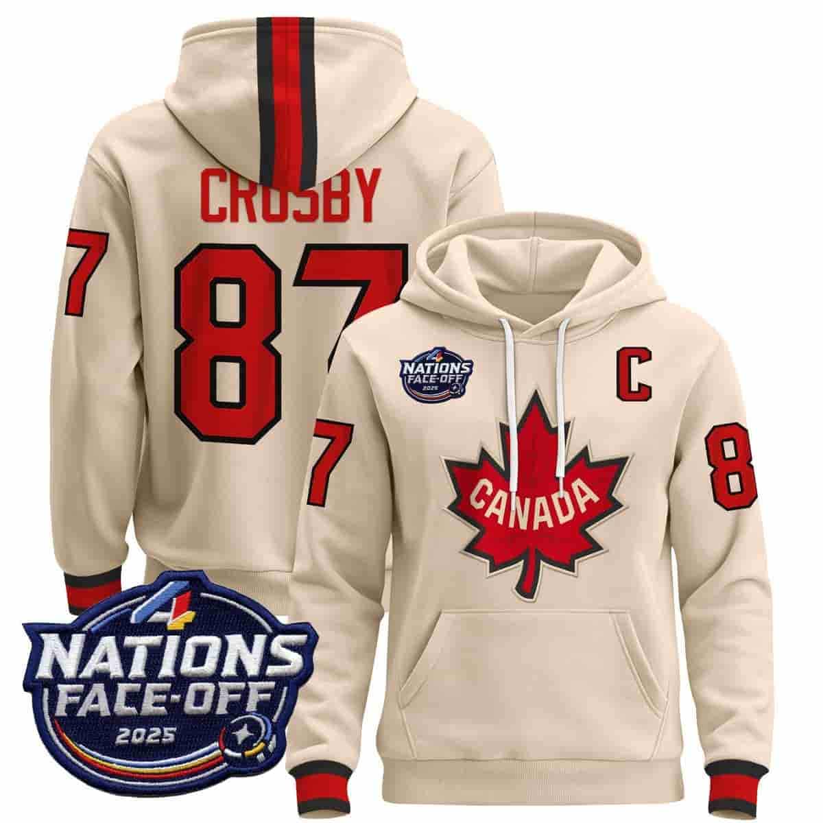Men's Canada 4 Nations Face-Off 2025 Pullover Hoodie - All Stitched  Sidney Crosby 87
