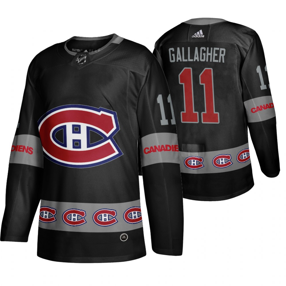 Men's Canadiens #11 Brendan Gallagher Logo sleeve Breakaway Jersey Black