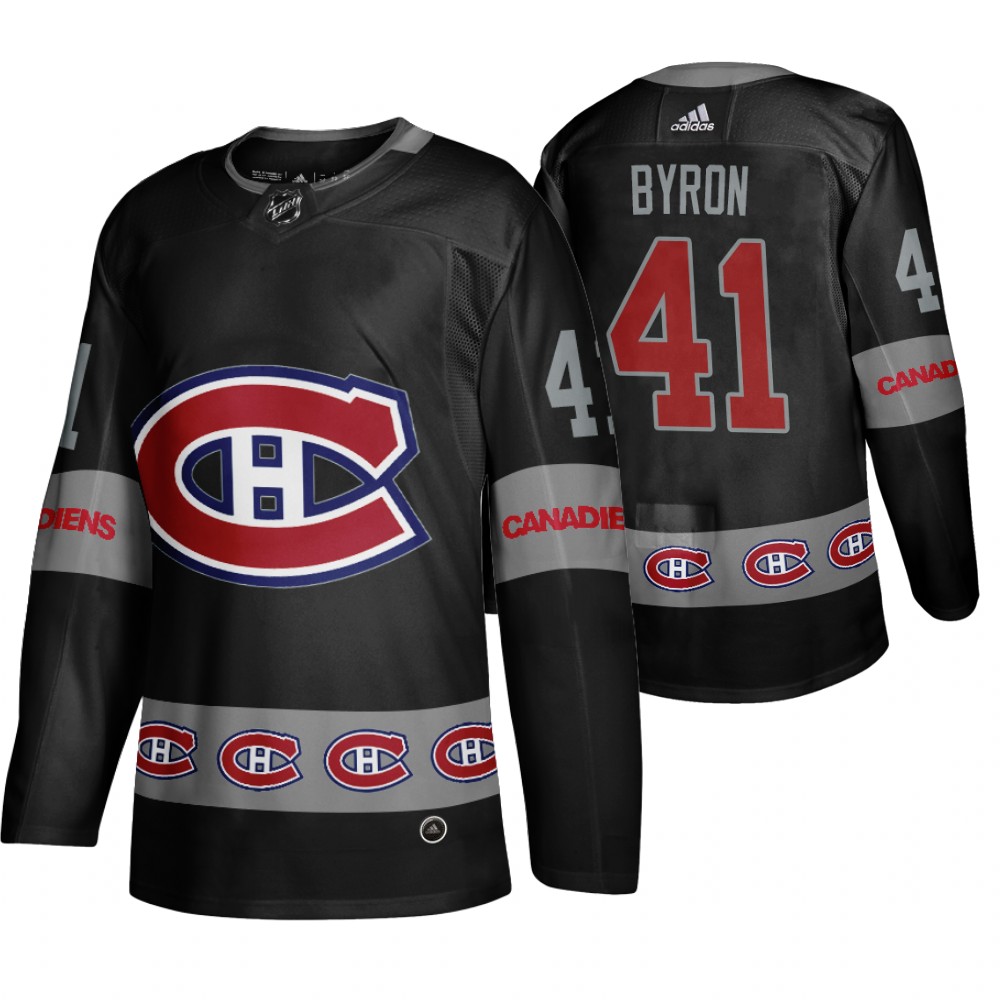 Men's Canadiens #41 Paul Byron Logo sleeve Breakaway Jersey Black