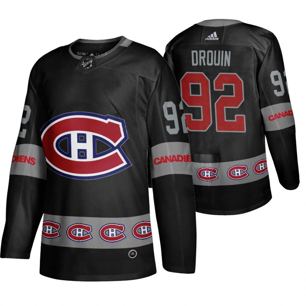 Men's Canadiens #92 Jonathan Drouin Logo sleeve Breakaway Jersey Black