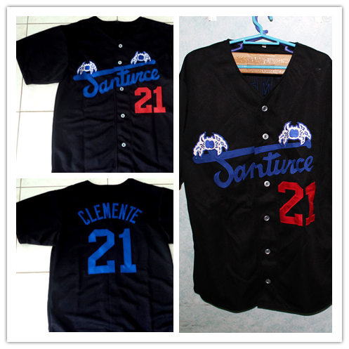 Men's Cangrejeros de Santurce PUERTO RiCO #21 Roberto Clemente Black baseball Jerseys