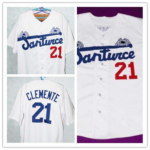 Men's Cangrejeros de Santurce PUERTO RiCO #21 Roberto Clemente White baseball Jerseys