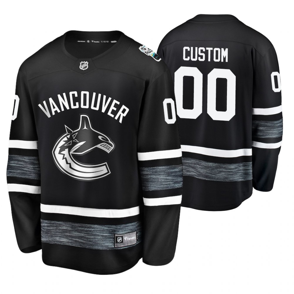 Men's Canucks #00 Custom Black 2019 NHL All-Star Jersey