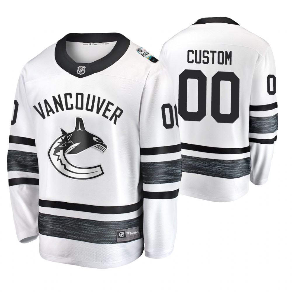 Men's Canucks #00 Custom White 2019 NHL All-Star Jersey