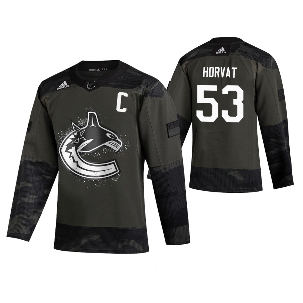 Men's Canucks #53 Bo Horvat Authentic 2019 Veterans Day Jersey Camo