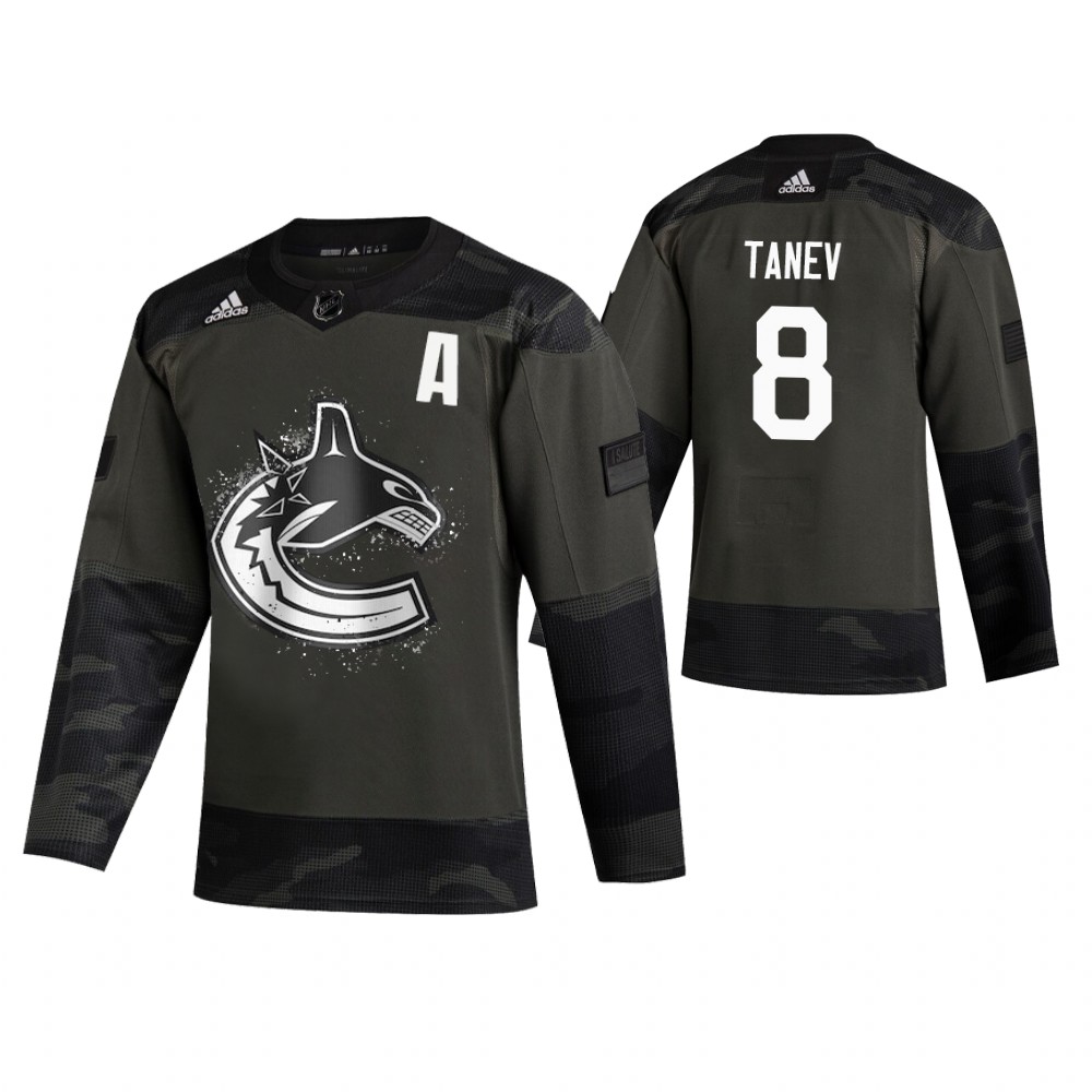 Men's Canucks #8 Christopher Tanev Authentic 2019 Veterans Day Jersey Camo