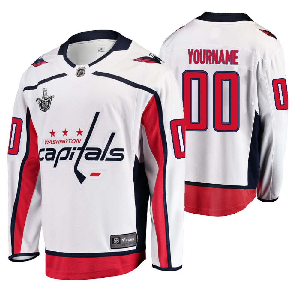 Men's Capitals #00 Custom Stanley Cup Playoffs Away Jersey