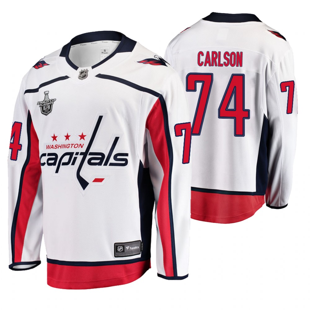 Men's Capitals #74 John Carlson Stanley Cup Playoffs Away Jersey
