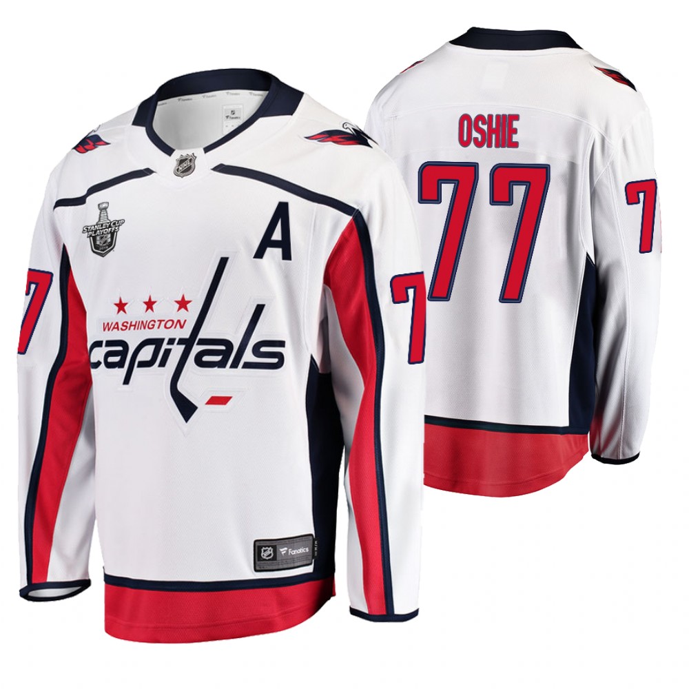 Men's Capitals #77 T. J. Oshie Stanley Cup Playoffs Away Jersey