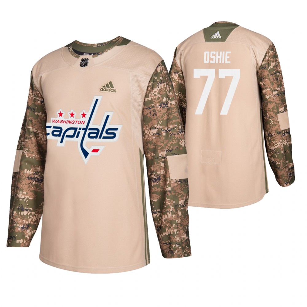 Men's Capitals #77 T. J. Oshie Veterans Day Jersey - Camo