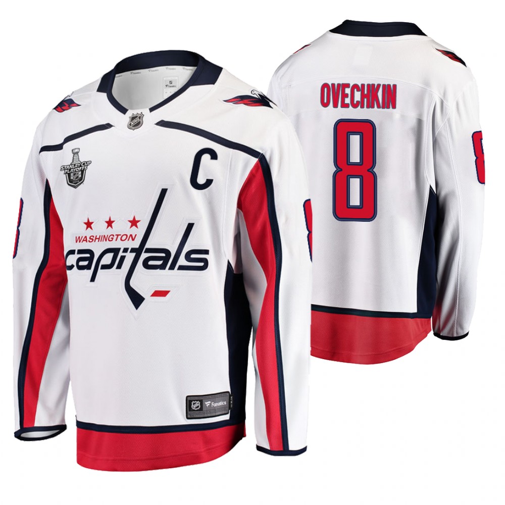 Men's Capitals #8 Alexander Ovechkin Stanley Cup Playoffs Away Jersey