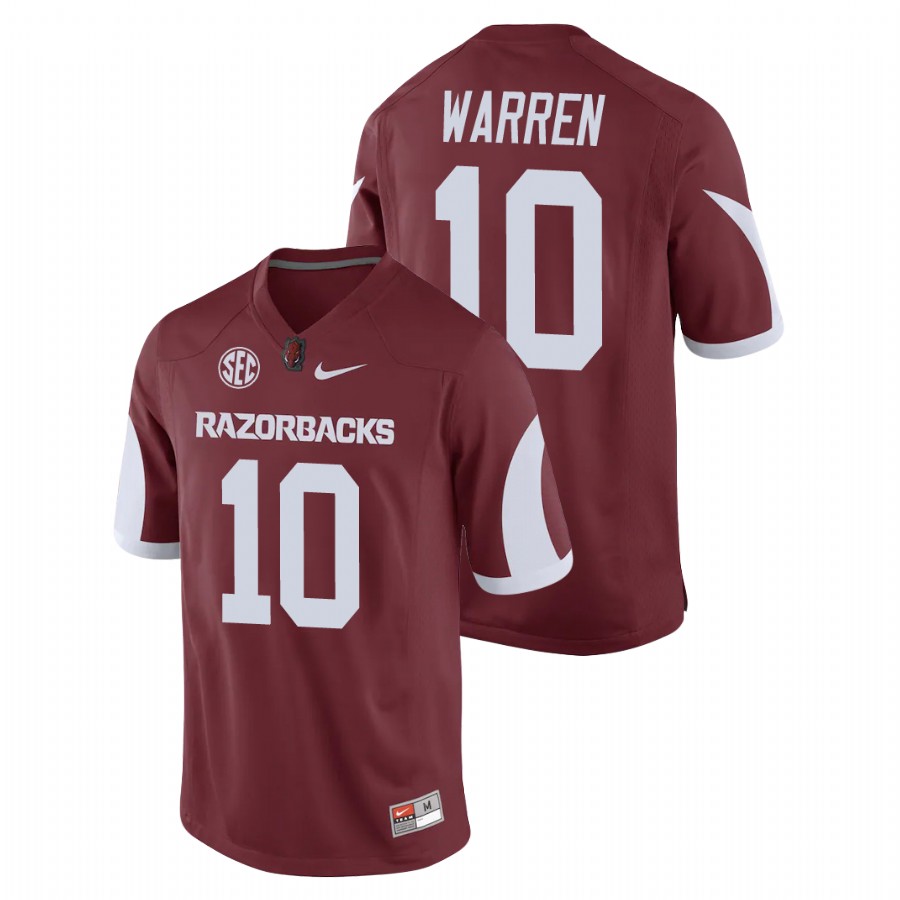 Men's Cardinal Arkansas Razorbacks De'Vion Warren Game Replica Football Jersey