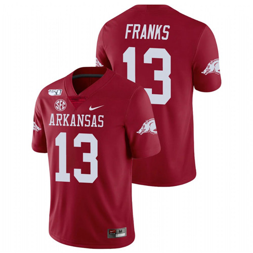 Men's Cardinal Arkansas Razorbacks Feleipe Franks College Football Game Jersey