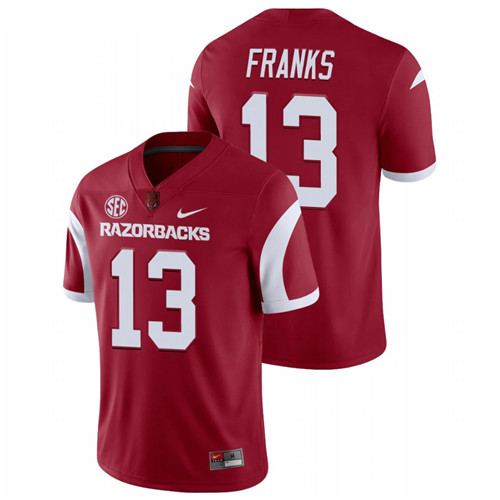Men's Cardinal Arkansas Razorbacks Feleipe Franks College Football Playoff Game Jersey