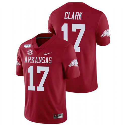 Men's Cardinal Arkansas Razorbacks Hudson Clark College Football Game Jersey