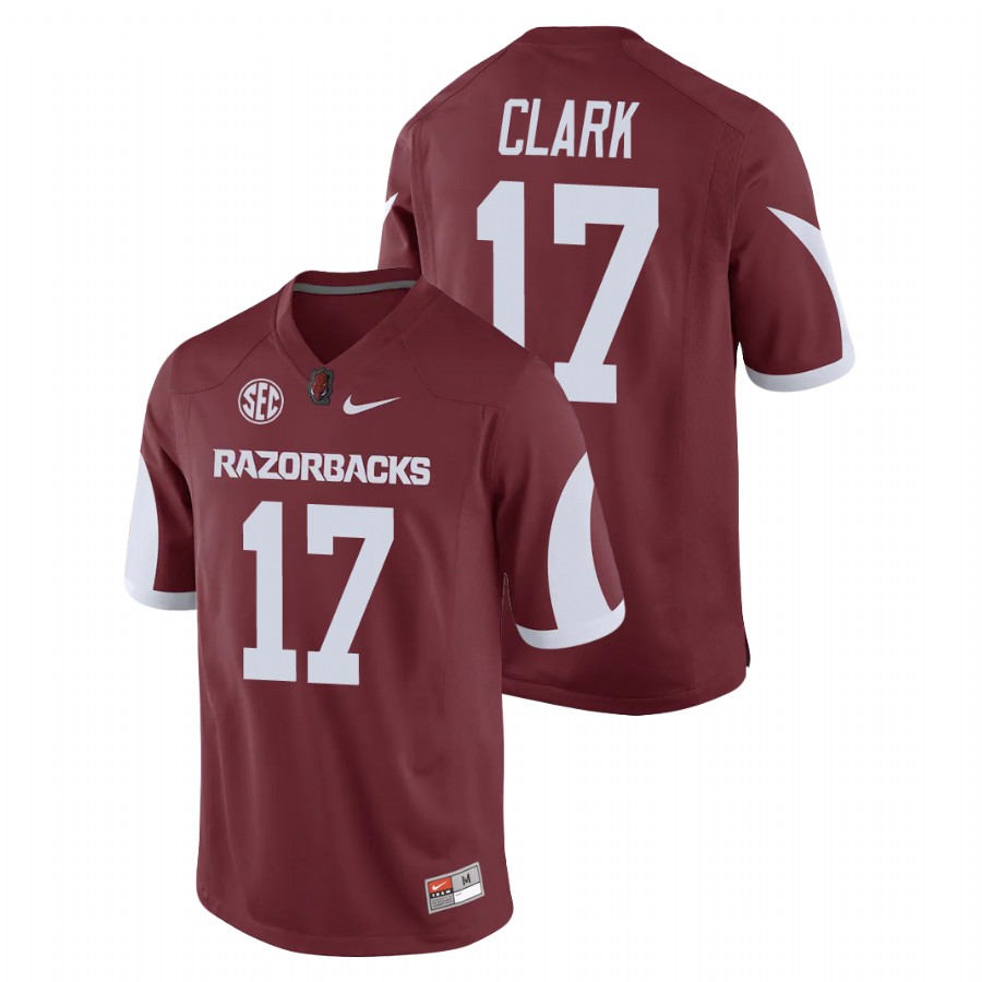 Men's Cardinal Arkansas Razorbacks Hudson Clark Game Replica Football Jersey