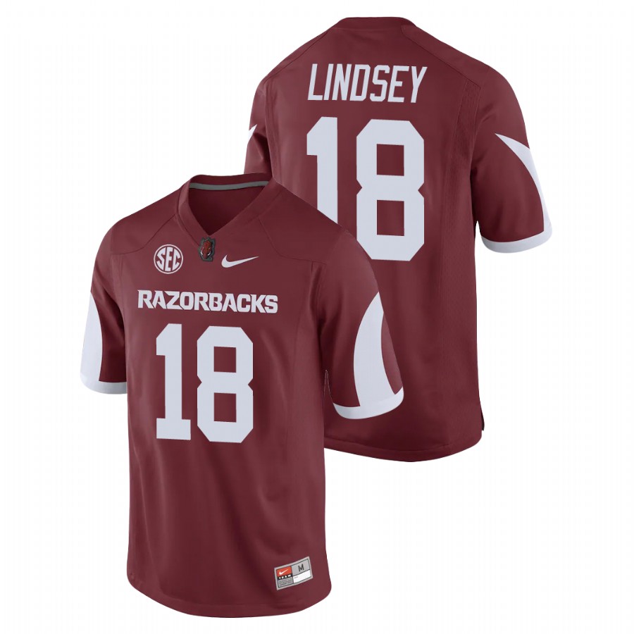 Men's Cardinal Arkansas Razorbacks Jack Lindsey Game Replica Football Jersey