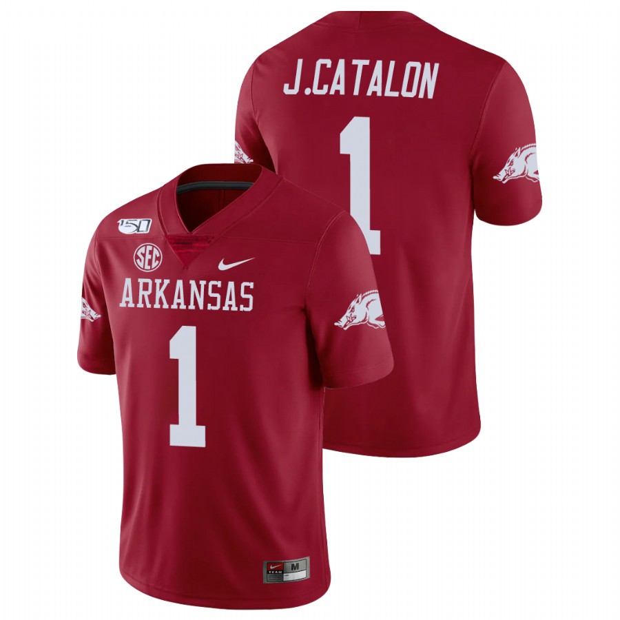 Men's Cardinal Arkansas Razorbacks Jalen Catalon College Football Game Jersey