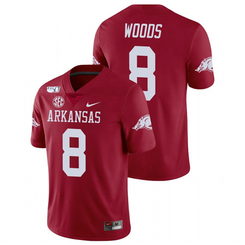 Men's Cardinal Arkansas Razorbacks Mike Woods College Football Game Jersey