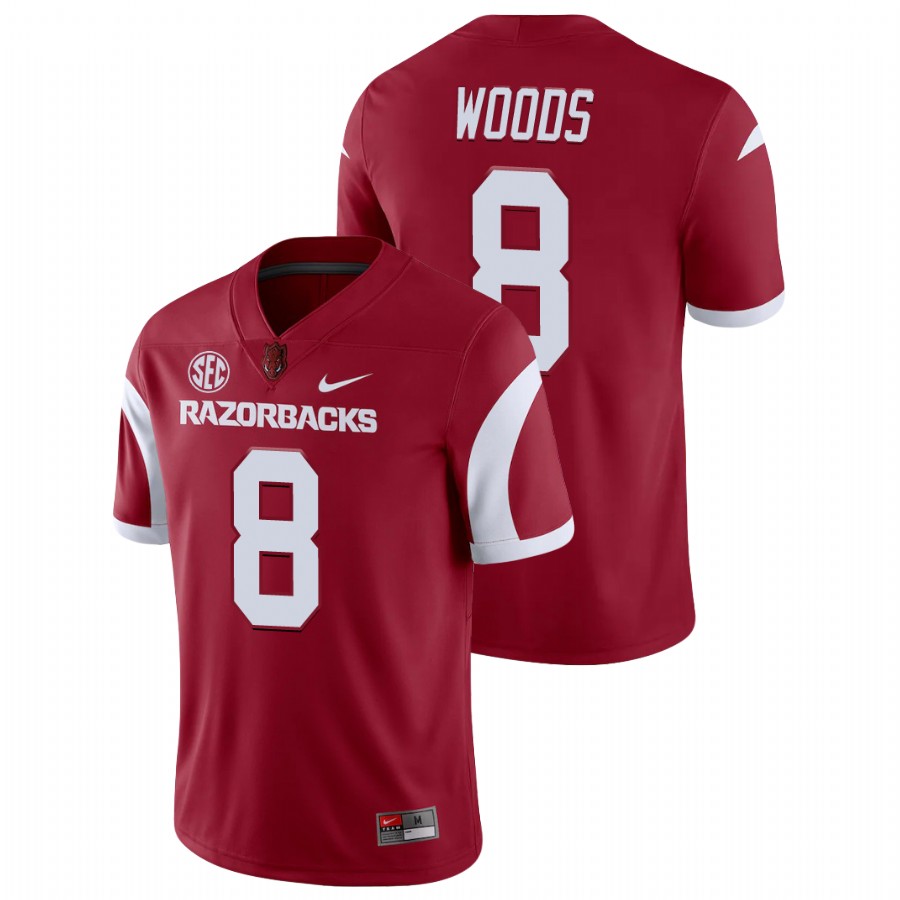 Men's Cardinal Arkansas Razorbacks Mike Woods College Football Playoff Game Jersey
