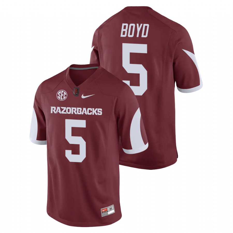 Men's Cardinal Arkansas Razorbacks Rakeem Boyd Game Replica Football Jersey