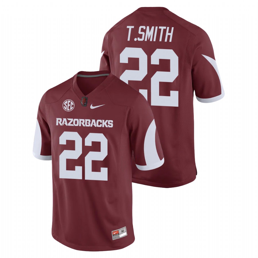Men's Cardinal Arkansas Razorbacks Trelon Smith Game Replica Football Jersey