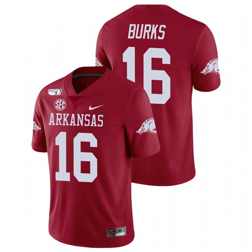 Men's Cardinal Arkansas Razorbacks Treylon Burks College Football Game Jersey