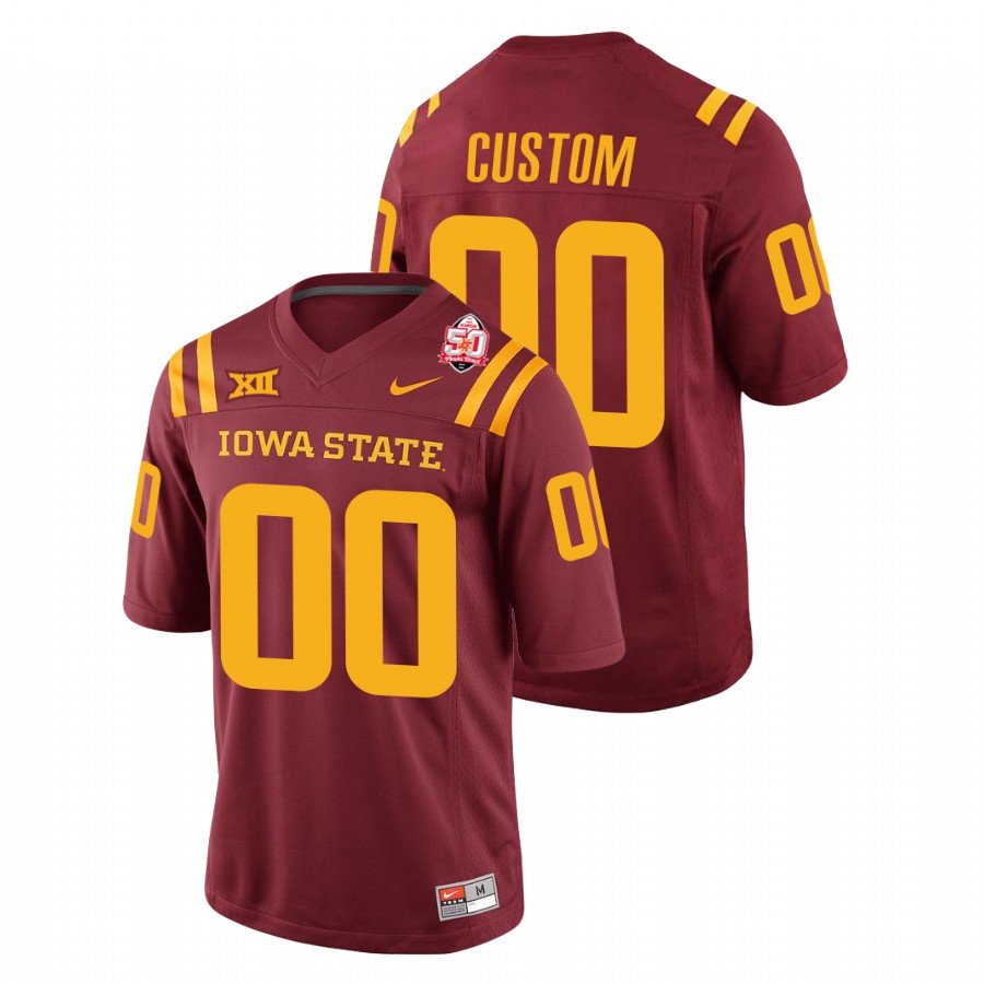 Men's Cardinal Iowa State Cyclones Custom 2021 Fiesta Bowl College Football Jersey