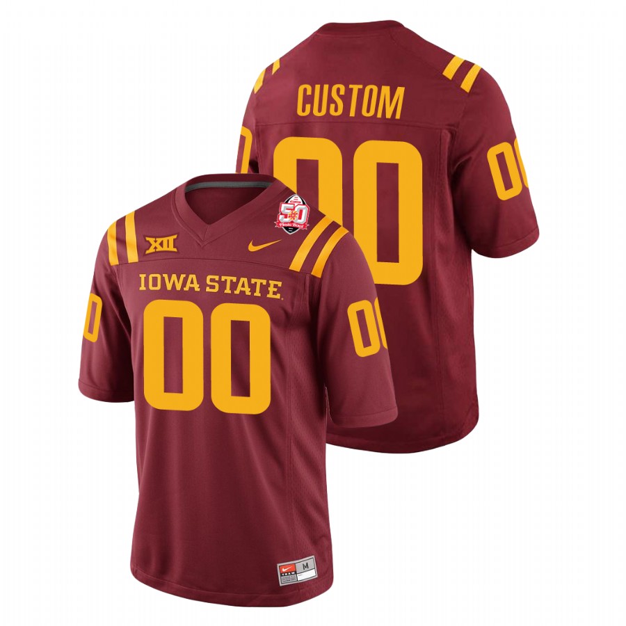 Men's Cardinal Iowa State Cyclones Custom 2021 Fiesta Bowl College Football Jersey1