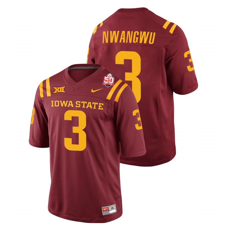 Men's Cardinal Iowa State Cyclones Kene Nwangwu 2021 Fiesta Bowl College Football Jersey