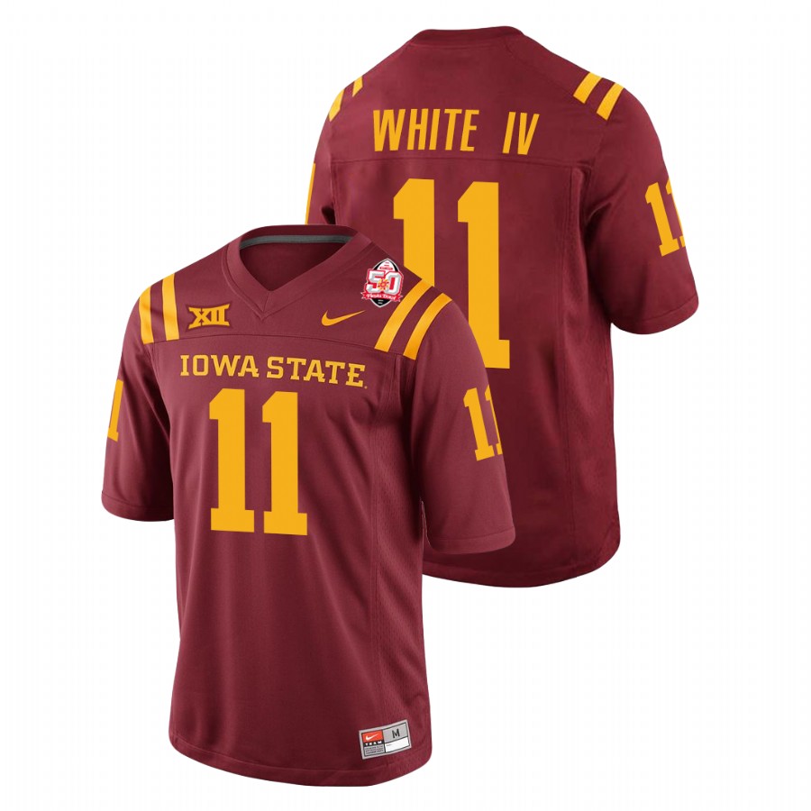 Men's Cardinal Iowa State Cyclones Lawrence White IV 2021 Fiesta Bowl College Football Jersey