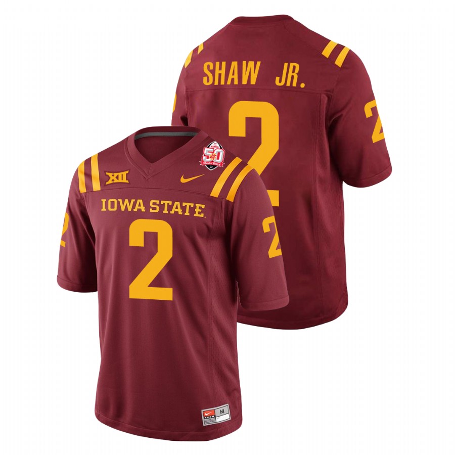 Men's Cardinal Iowa State Cyclones Sean Shaw Jr. 2021 Fiesta Bowl College Football Jersey1