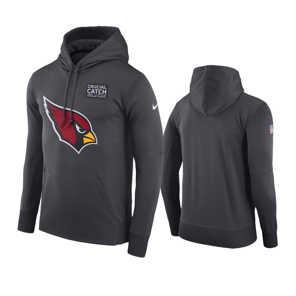 Men's Cardinals Anthracite Crucial Catch Performance Hoodie