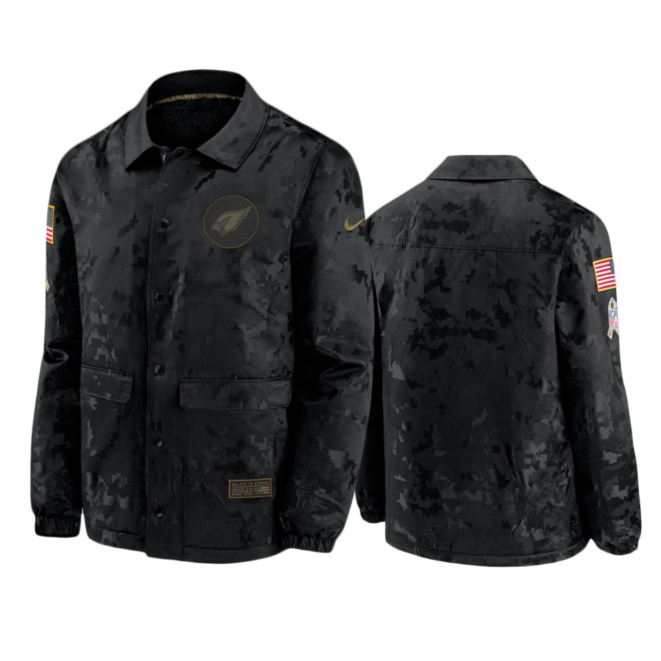Men's Cardinals Black 2020 Salute to Service Sideline Satin Full-Snap Jacket