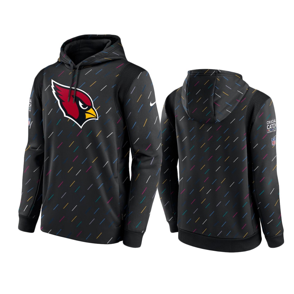 Men's Cardinals Charcoal 2021 NFL Crucial Catch Therma Pullover Hoodie