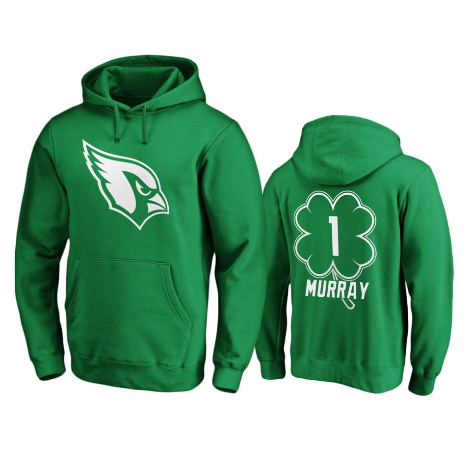 Men's Cardinals Kyler Murray Green St. Patrick's Day White Logo Pullover Hoodie