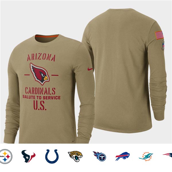 Men's Cardinals Tan 2019 Salute to Service Sideline Long Sleeve T-Shirt