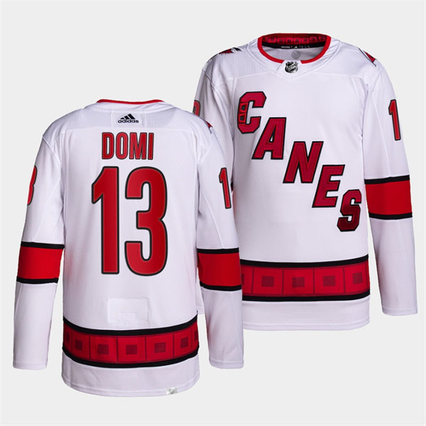 Men's Carolina Hurricanes #13 Max Domi Adidas White Away Premier Player Stitched Jersey