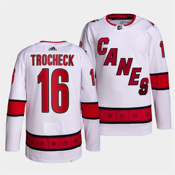 Men's Carolina Hurricanes #16 Vincent Trocheck Adidas White Away Premier Player Stitched Jersey