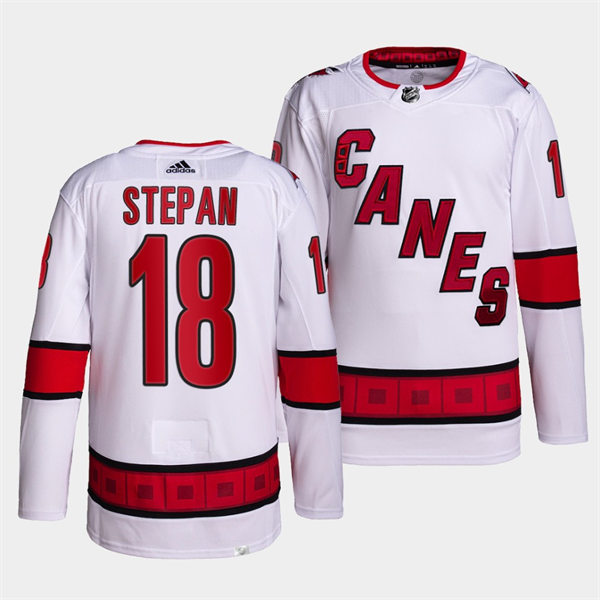 Men's Carolina Hurricanes #18 Derek Stepan Adidas White Away Premier Player Stitched Jersey