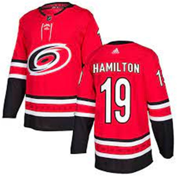 Men's Carolina Hurricanes #19 Dougie Hamilton Adidas Home Red Stitched Jersey