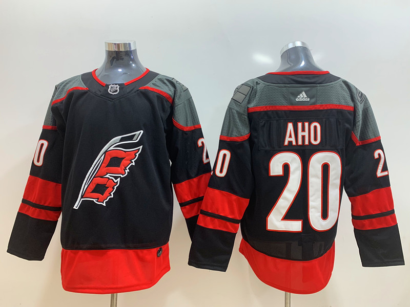 Men's Carolina Hurricanes #20 Sebastian Aho Adidas Black Alternate Stitched Jersey