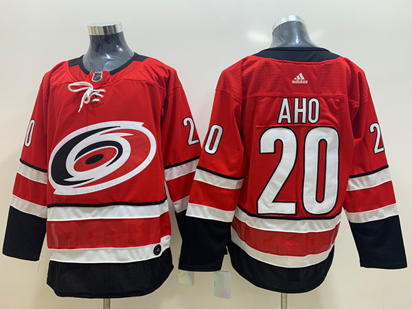 Men's Carolina Hurricanes #20 Sebastian Aho Adidas Home Red Stitched Jersey