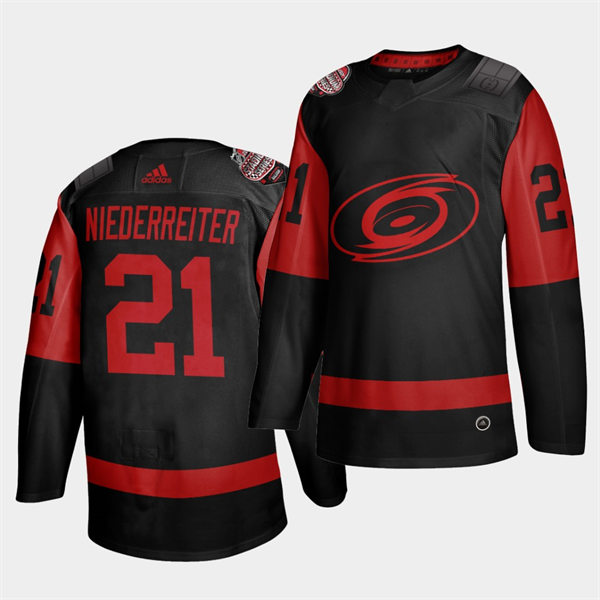 Men's Carolina Hurricanes #21 Nino Niederreiter Adidas Black 2021 Stadium Series Stitched Jersey
