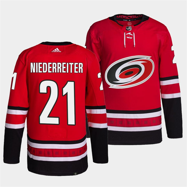 Men's Carolina Hurricanes #21 Nino Niederreiter Adidas Home Red Primegreen Player Stitched Jersey