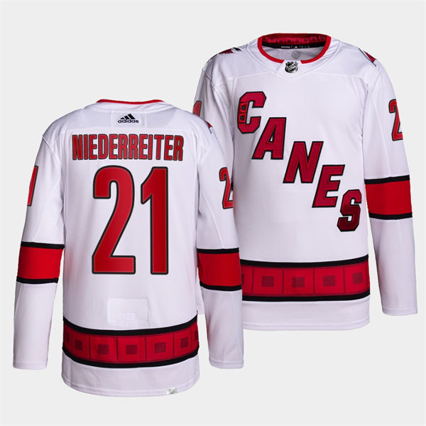 Men's Carolina Hurricanes #21 Nino Niederreiter Adidas White Away Premier Player Stitched Jersey