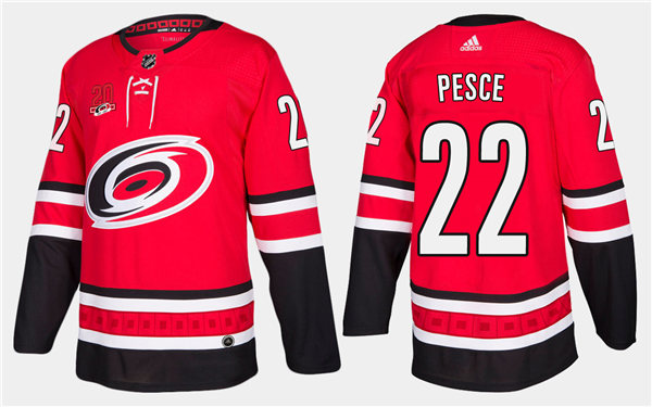 Men's Carolina Hurricanes #22 Brett Pesce Adidas Home Red Stitched Jersey