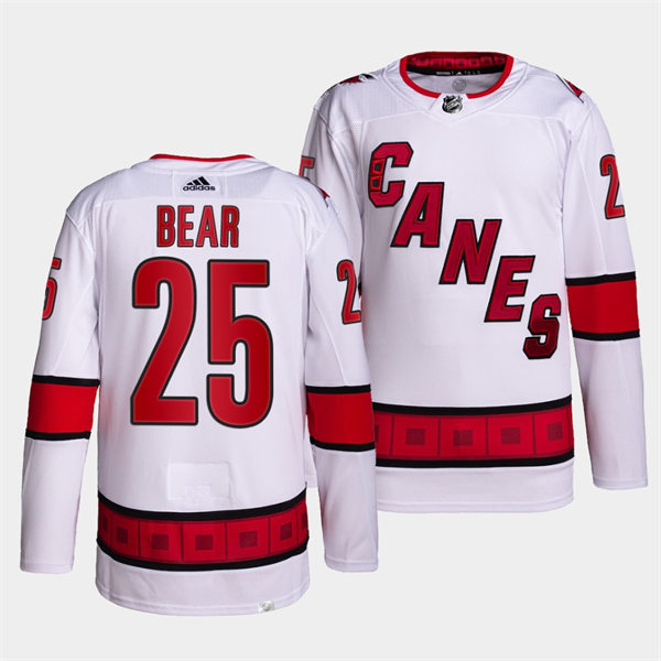 Men's Carolina Hurricanes #25 Ethan Bear Adidas White Away Premier Player Stitched Jersey