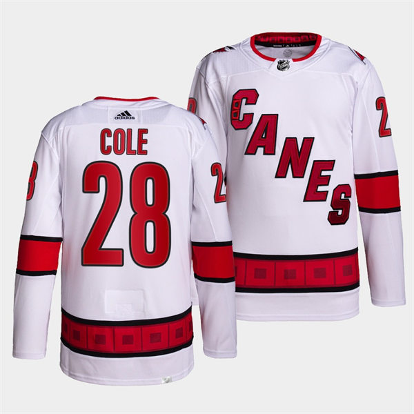 Men's Carolina Hurricanes #28 Ian Cole Adidas White Away Premier Player Stitched Jersey